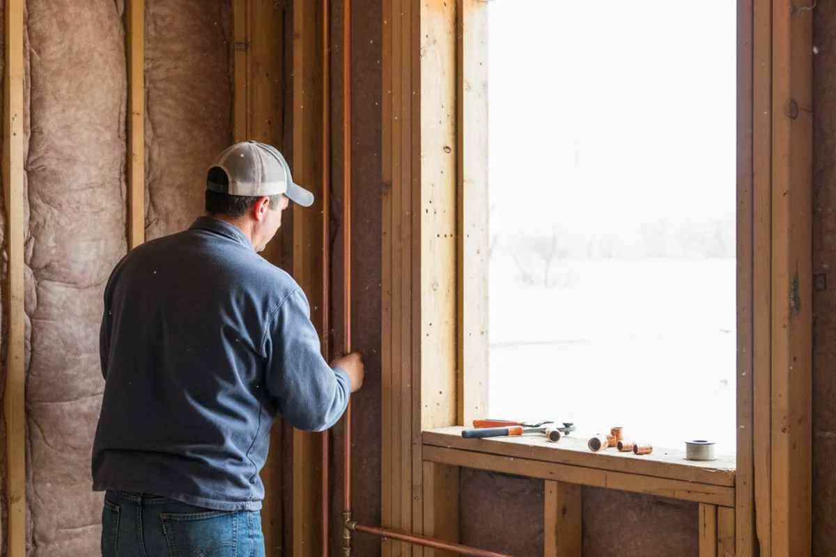 Licensed plumber running new copper supply lines in a Johnston home